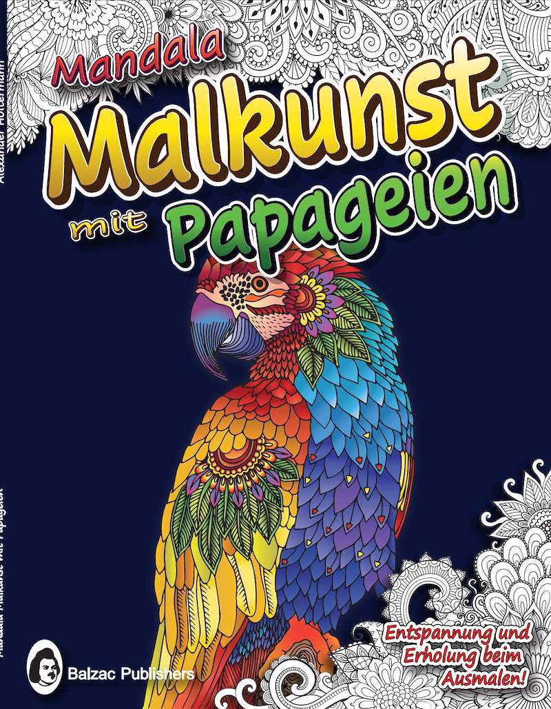 Mandala-Malkunst mit Papageien — Buchcover