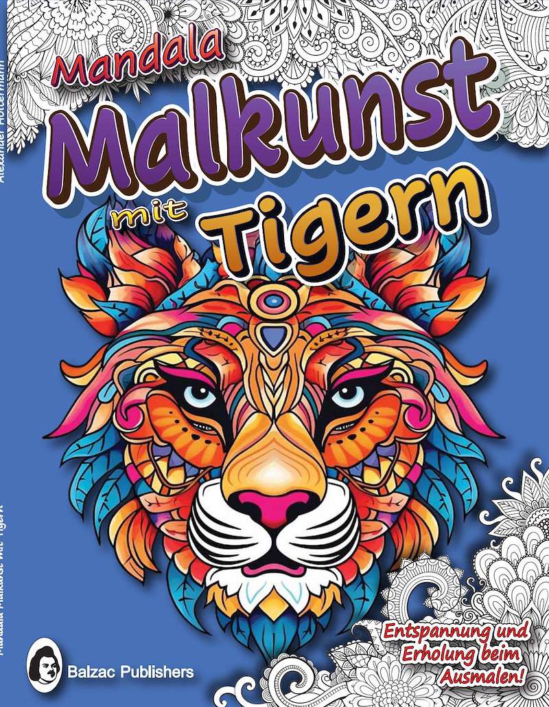 Mandala-Malkunst mit Tigern — Buchcover